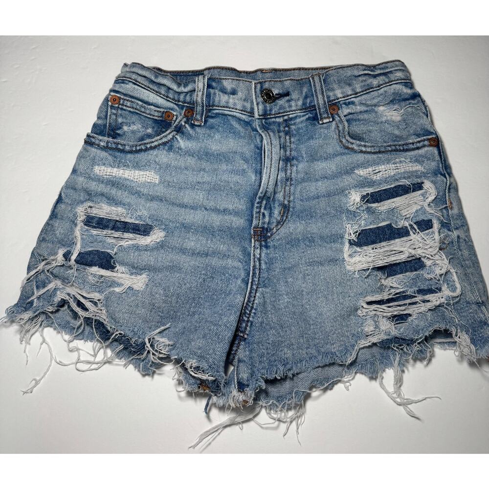 American Eagle Denim Shorts Womens 0 Distressed High Rise Cutoff Jean Shorts